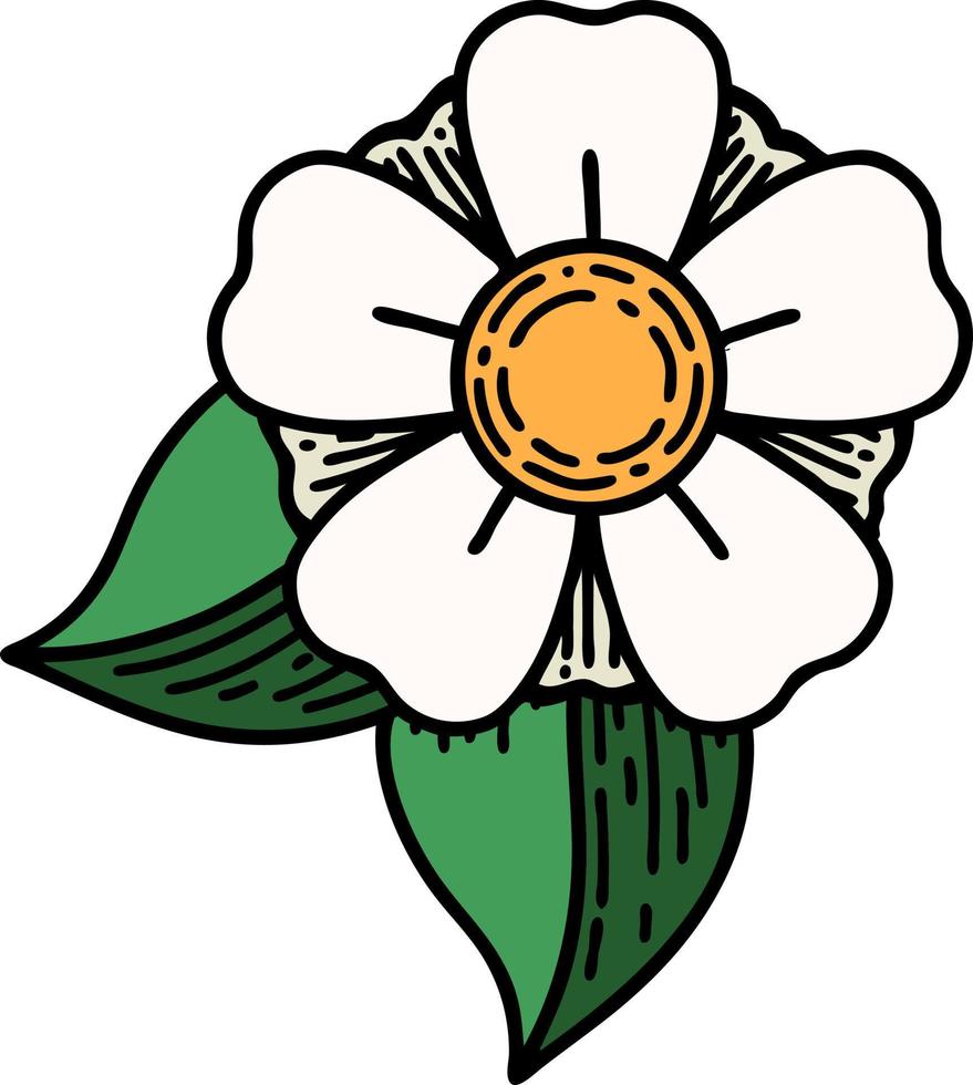 tatouage traditionnel d'une fleur vecteur