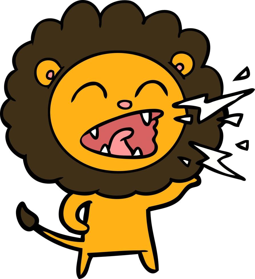 dessin animé lion rugissant vecteur