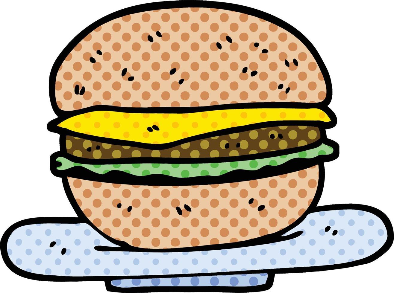 burger de dessin animé de style bande dessinée vecteur