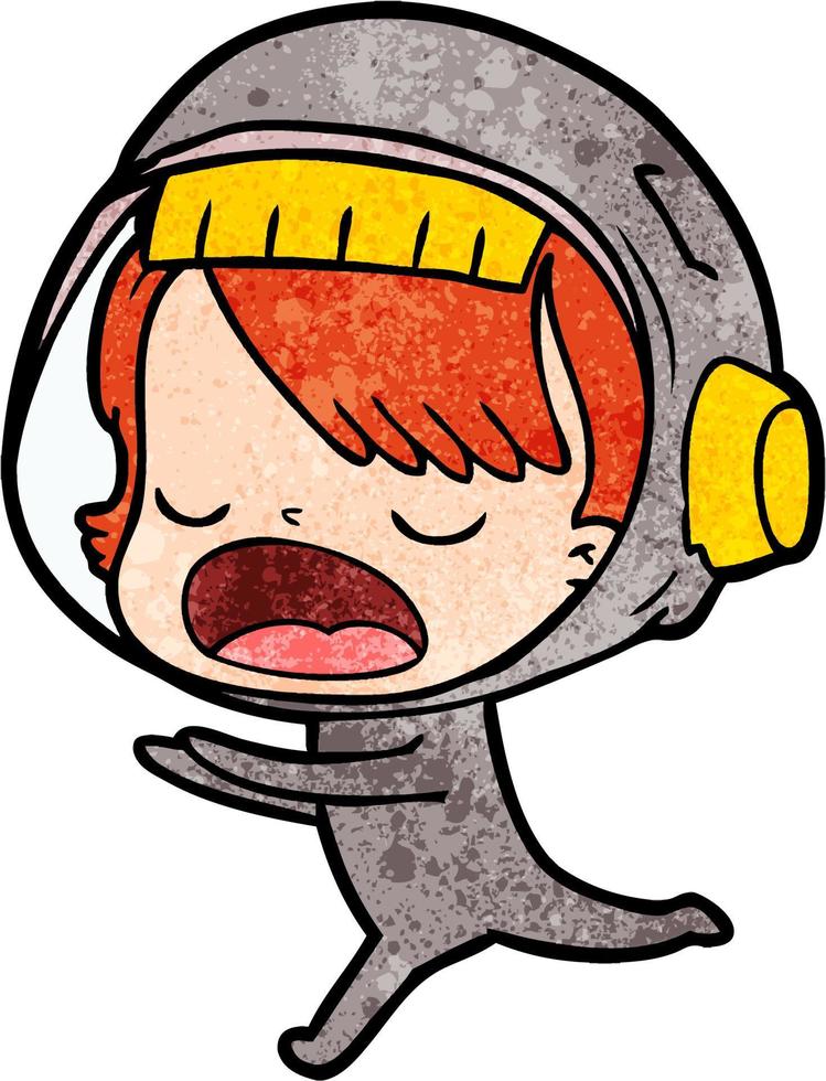 dessin animé, astronaute, femme, courant vecteur