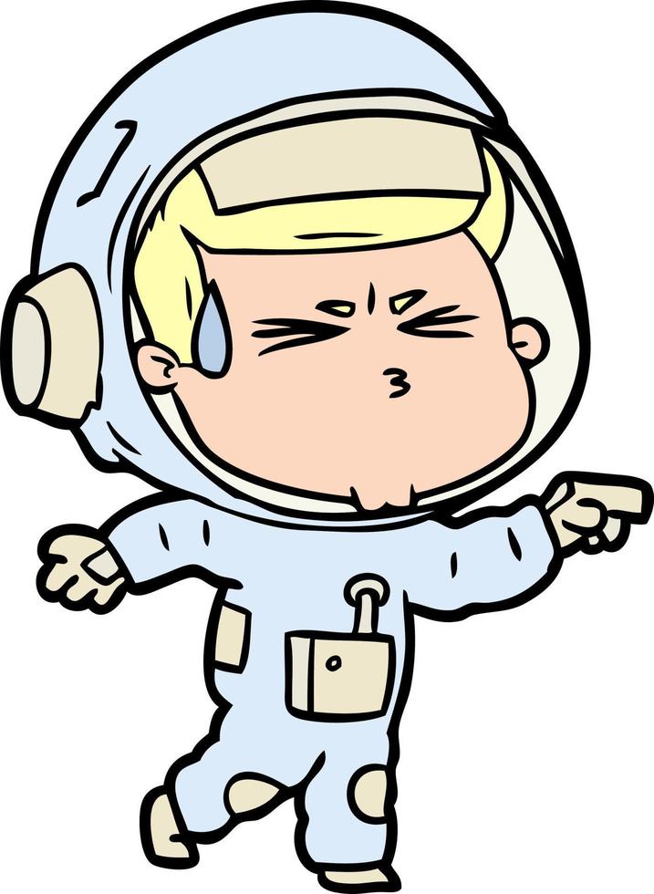 astronaute stressé de dessin animé vecteur