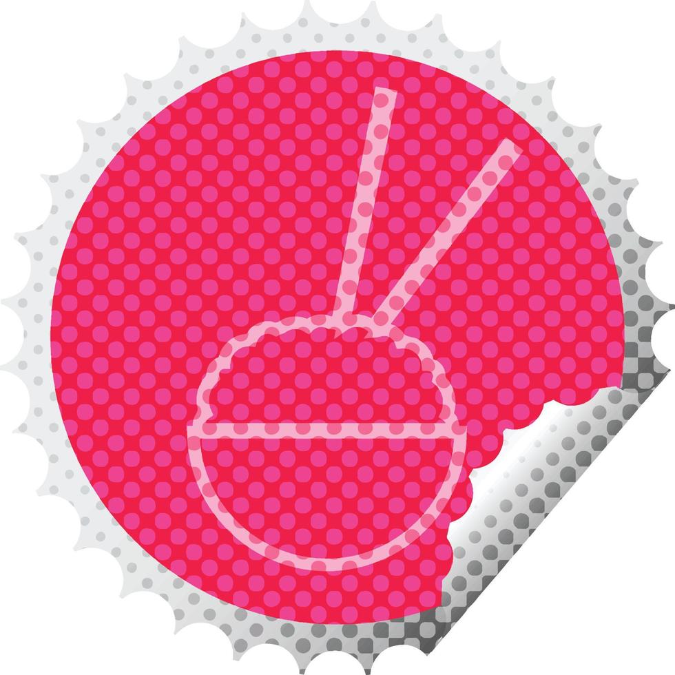 illustration vectorielle d'autocollant d'épluchage circulaire de bol de riz vecteur