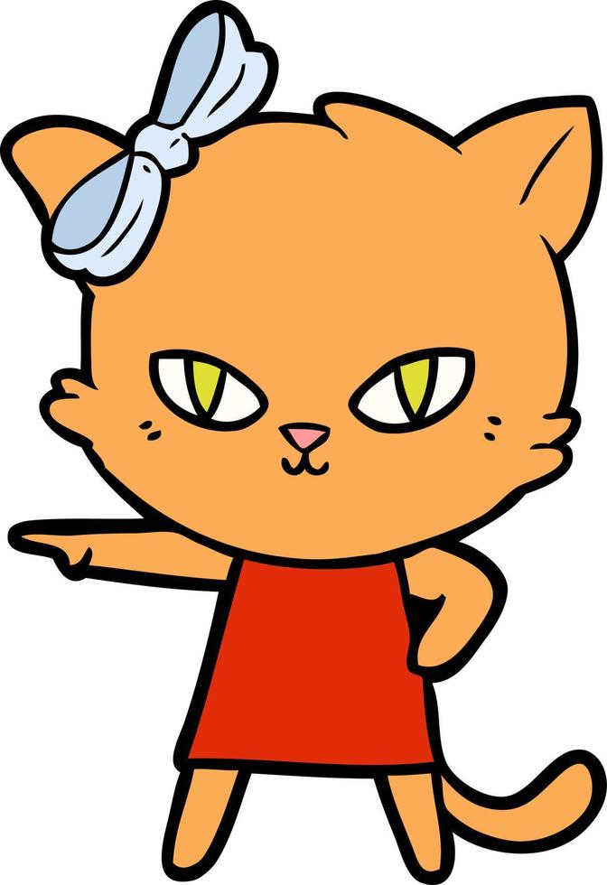 chat de dessin animé mignon portant une robe vecteur