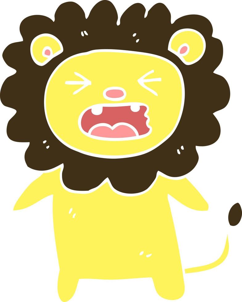 illustration couleur plate dessin animé lion rugissant vecteur
