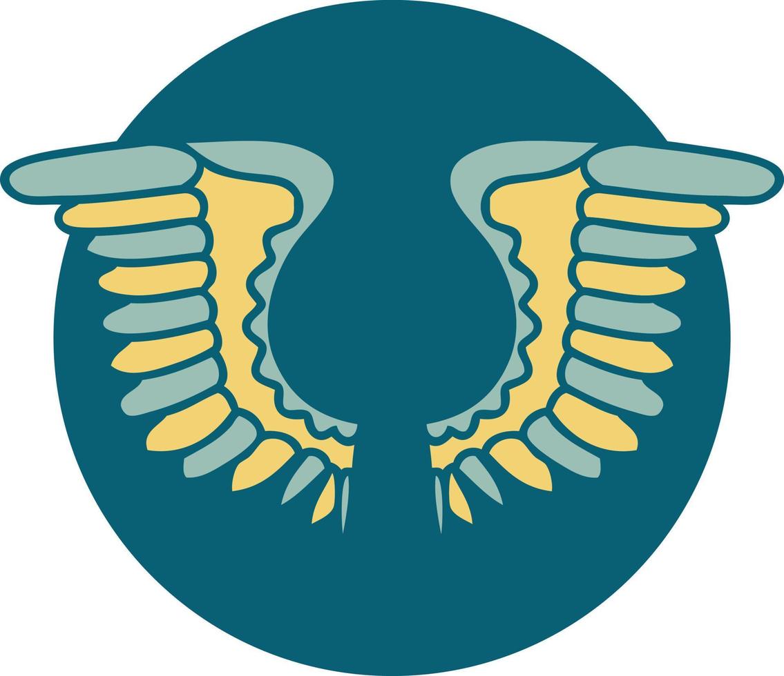image de style de tatouage emblématique d'une aile vecteur