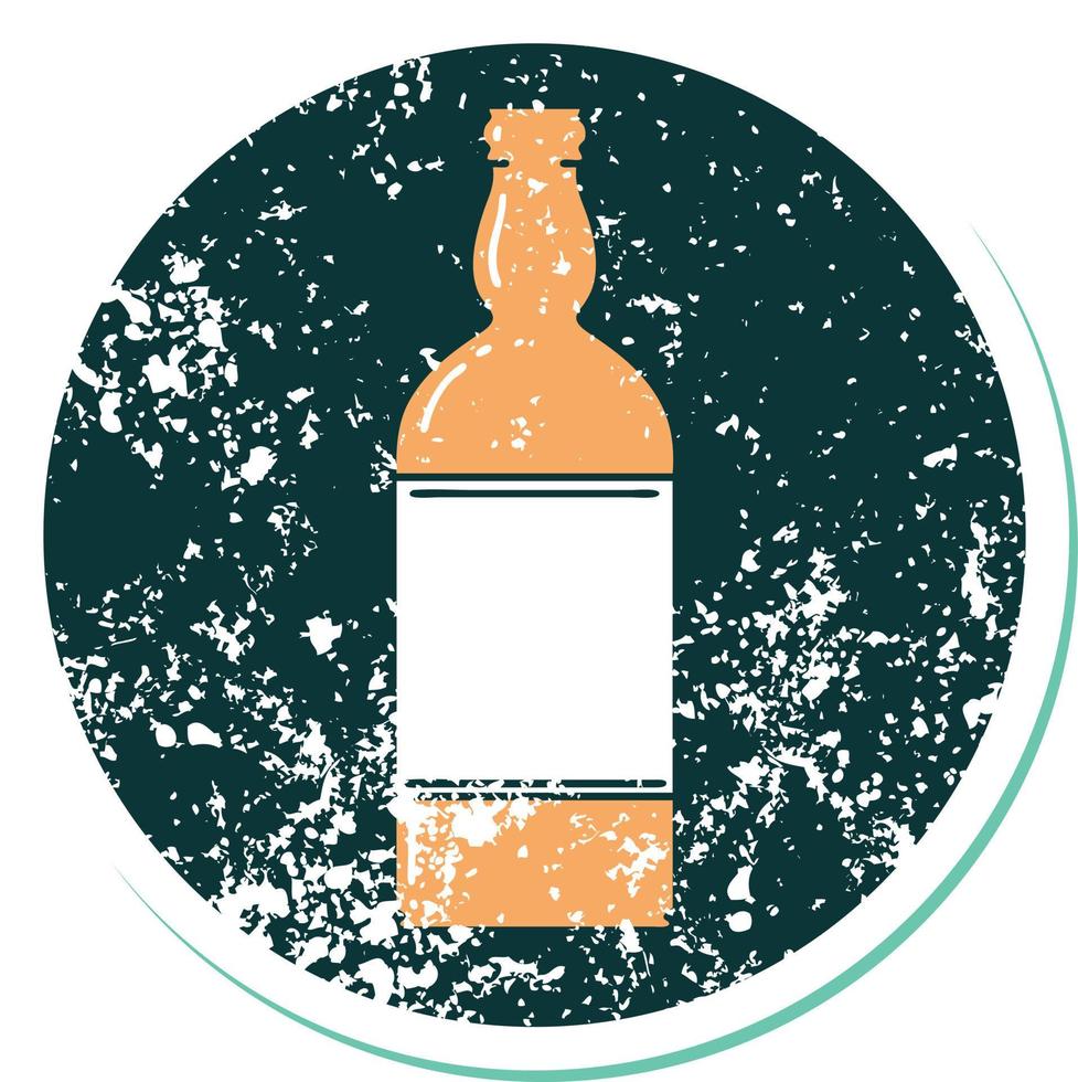 image emblématique de style tatouage d'autocollant en détresse d'une bouteille vecteur
