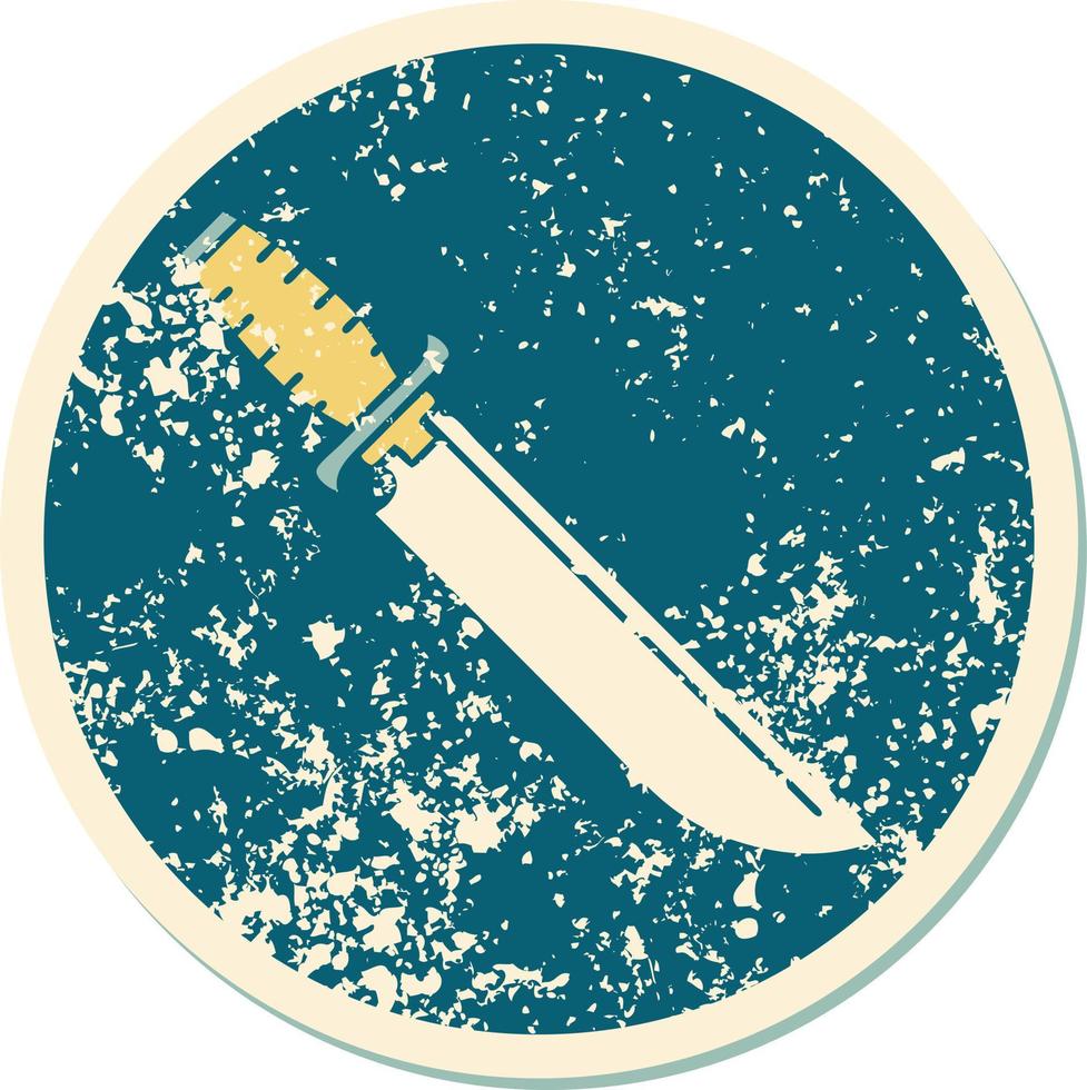 image emblématique de style tatouage d'autocollant en détresse d'un couteau vecteur
