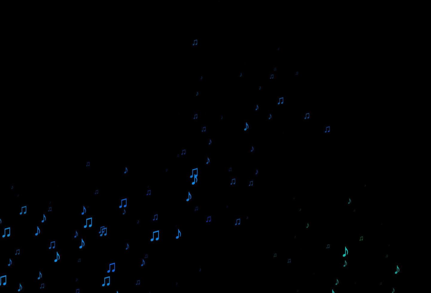 texture vectorielle bleu foncé, vert avec des notes de musique. vecteur