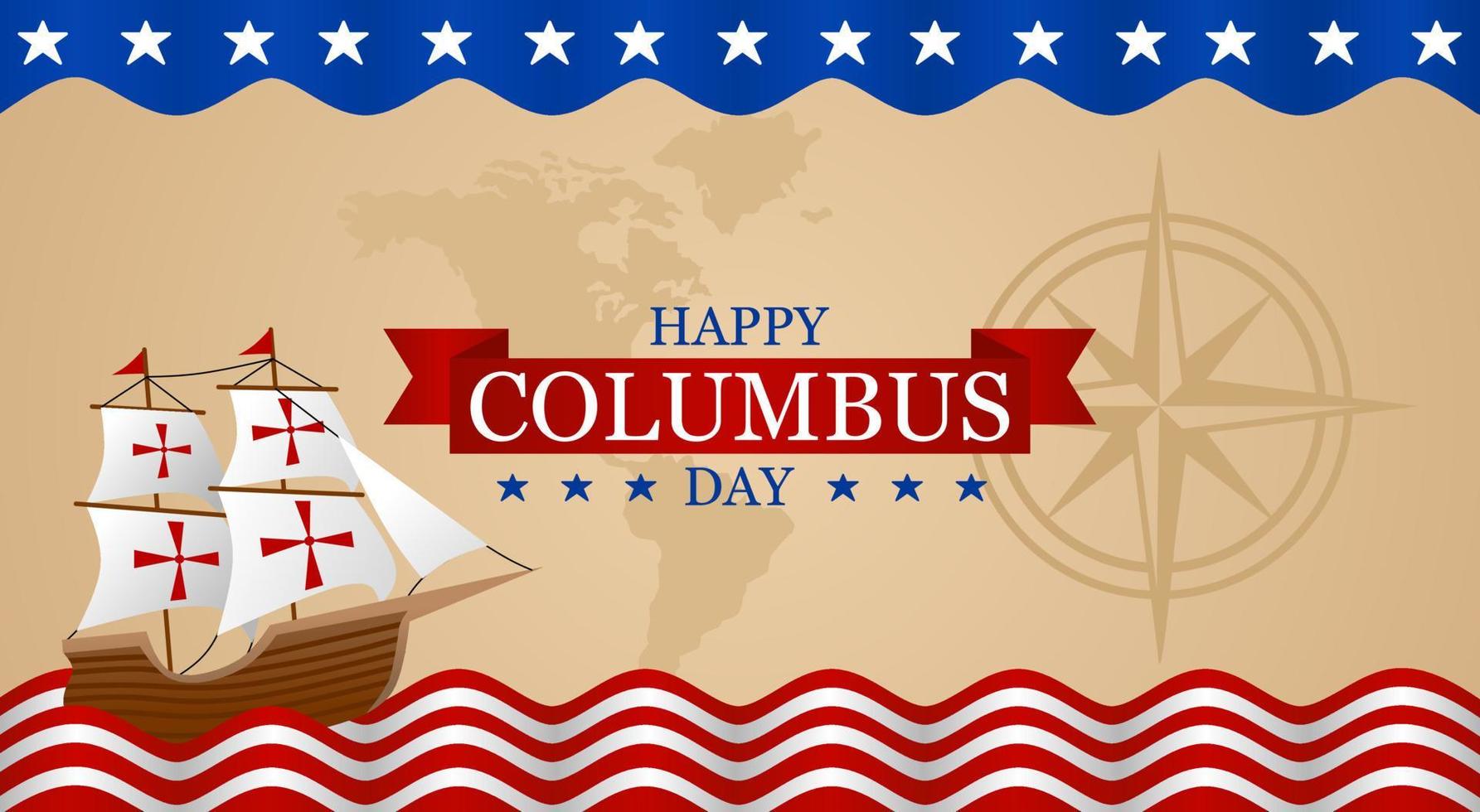 illustration vectorielle de joyeux jour de columbus. adapté à l'affiche, aux bannières, à l'arrière-plan et à la carte de voeux. vecteur