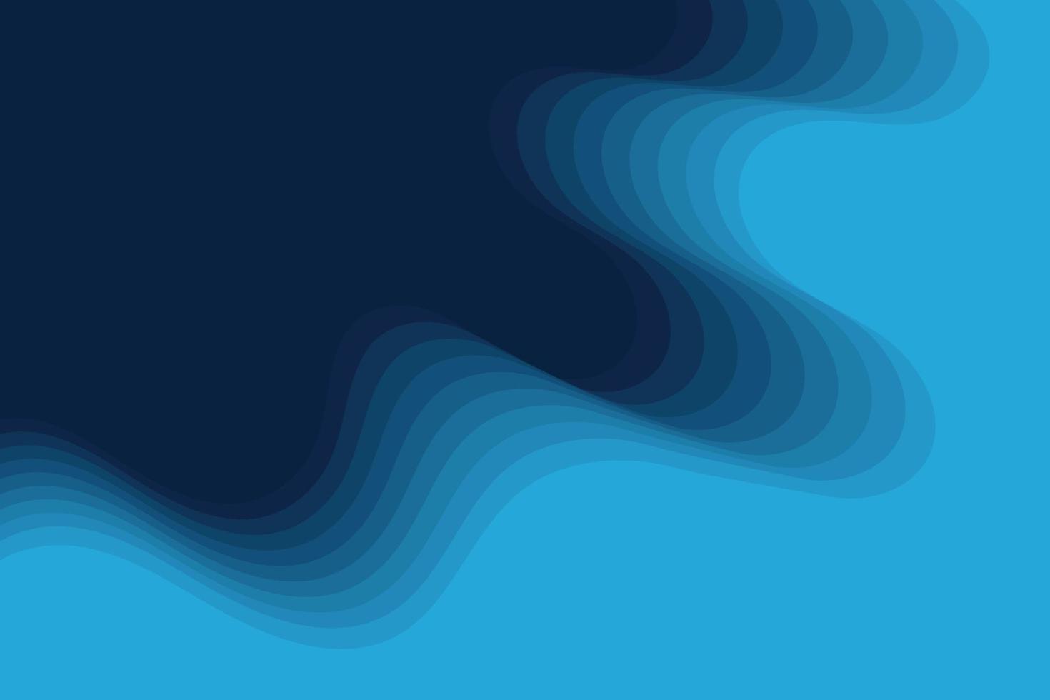 arrière-plan décoratif découpé en papier ondulé en couches bleues dynamiques. composition abstraite d'ondes lisses de formes courbes vecteur