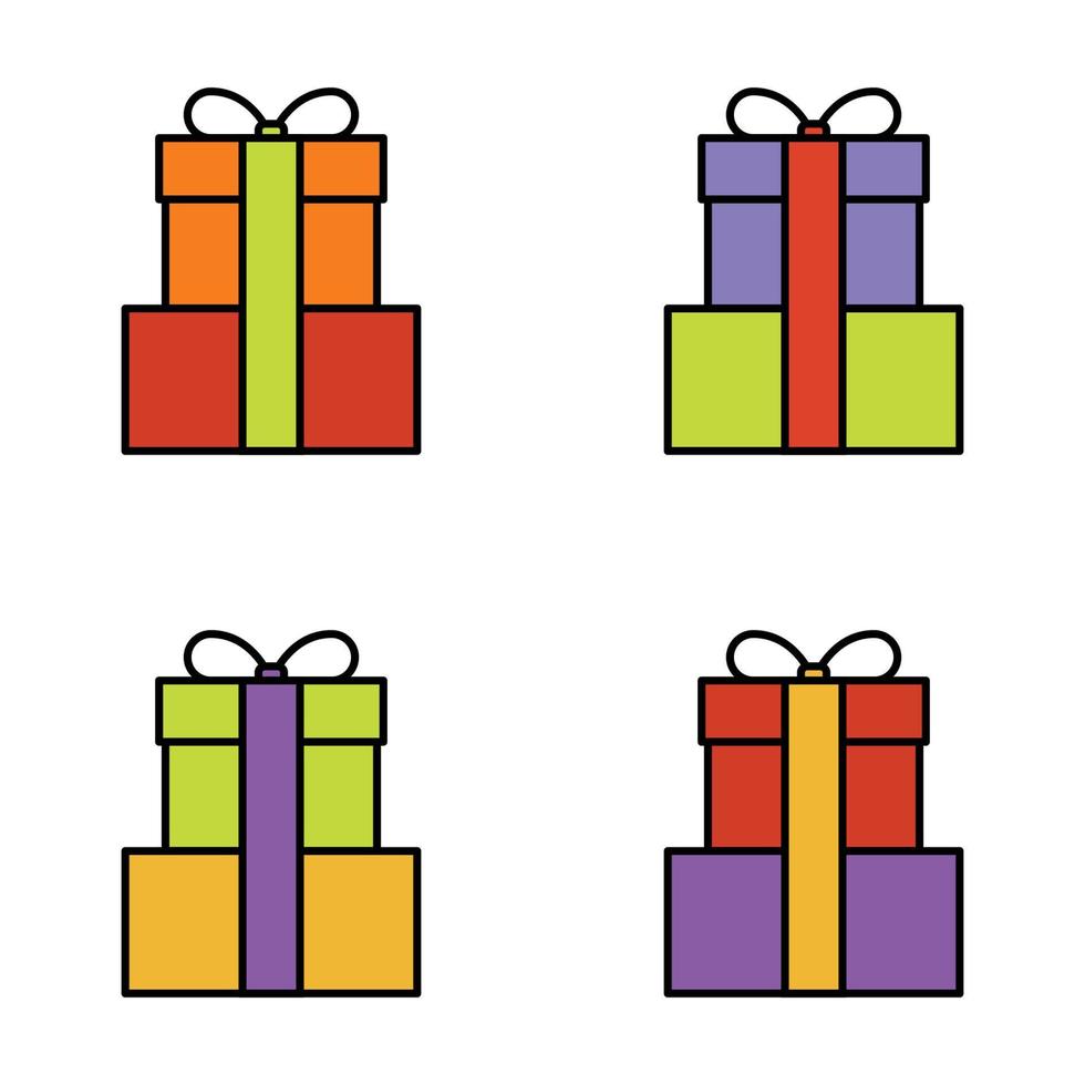 ensemble de boîte-cadeau sur fond blanc, illustration vectorielle vecteur