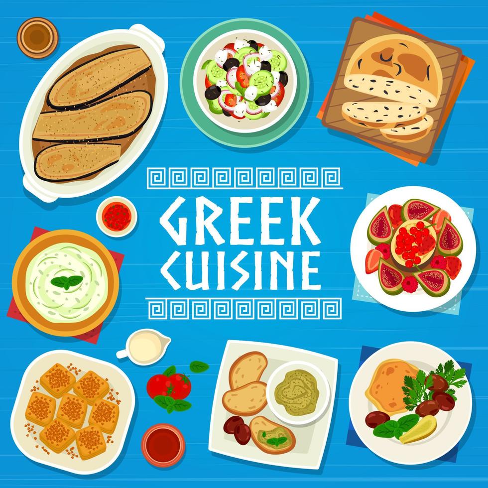 modèle de page de couverture de menu de cuisine grecque vecteur