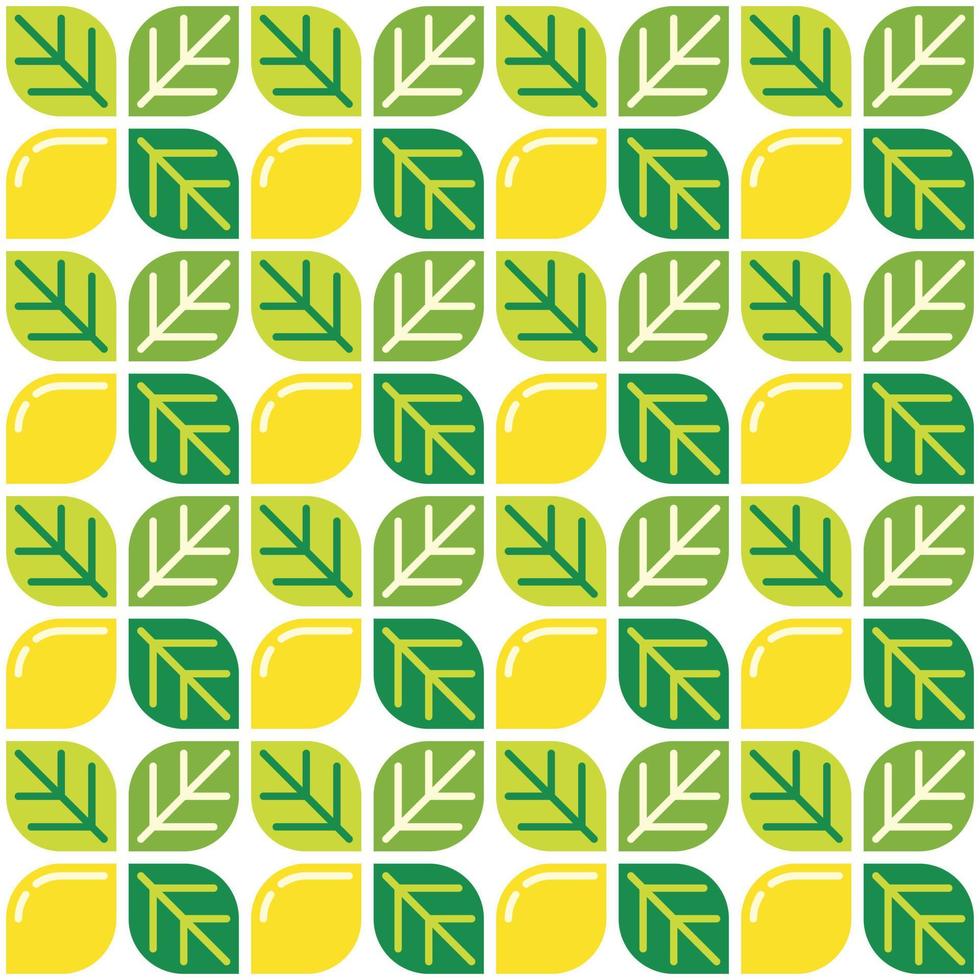 fond et feuilles sur le thème du citron jaune. motif de motif de fruits sans couture géométrique. illustration vectorielle plane simple. limonade, citron vert, agrumes et orange. pour les toiles de fond, les couvertures, les impressions et les papiers peints. vecteur