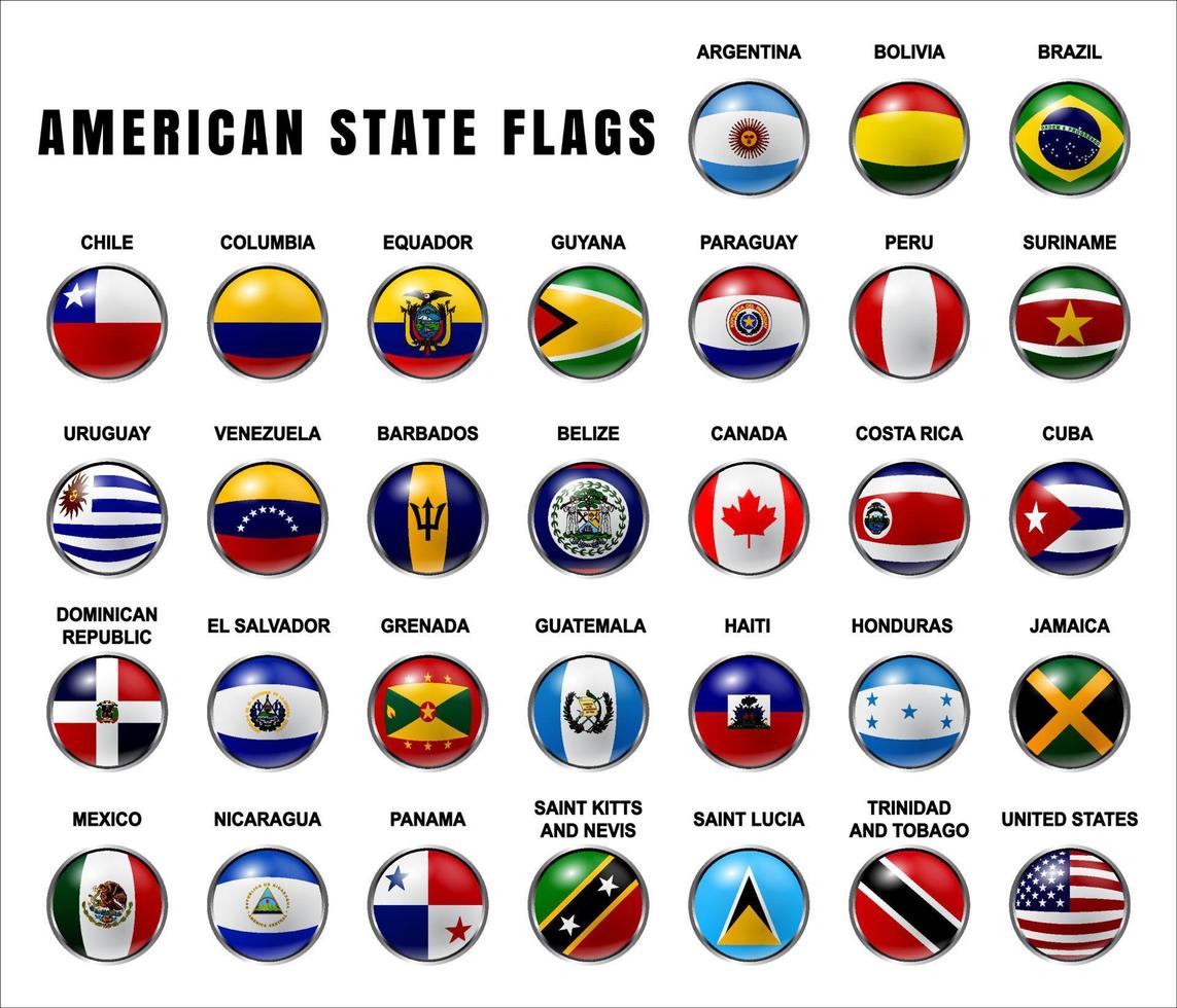 drapeaux d'état américain 3d arrondi vecteur