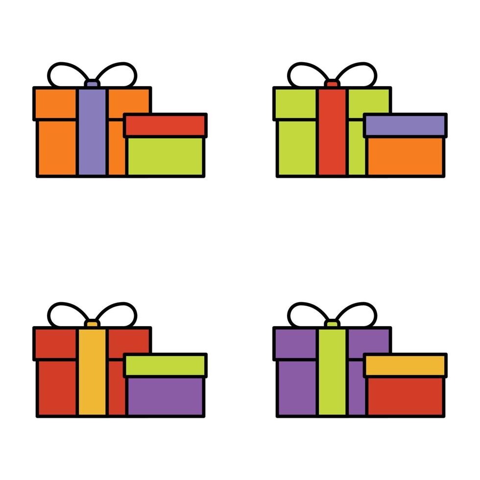 ensemble de boîte-cadeau sur fond blanc, illustration vectorielle vecteur
