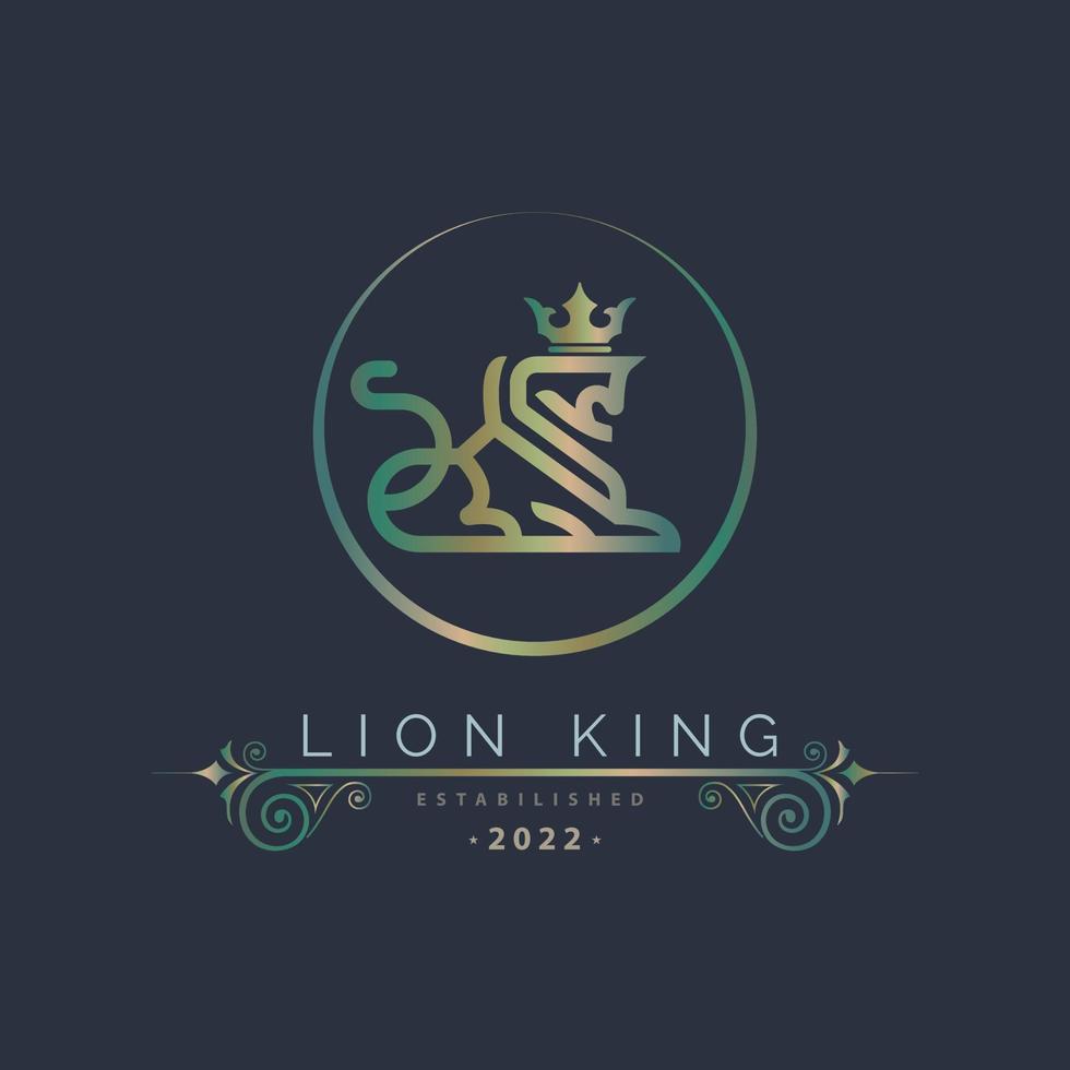 conception de modèle de logo de style de ligne de luxe de couronne de roi lion pour la marque ou la société et autre vecteur