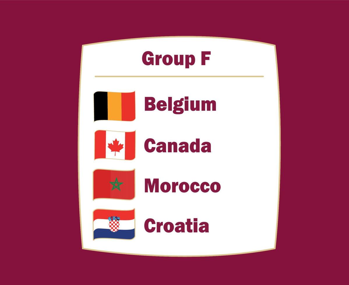 belgique canada croatie et maroc drapeau ruban pays groupe f symbole conception football final vecteur équipes de football illustration