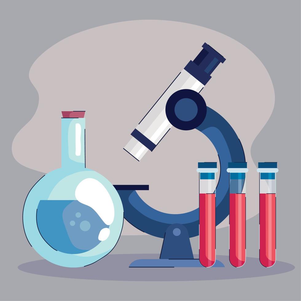 microscope avec icône de laboratoire de test de tube vecteur