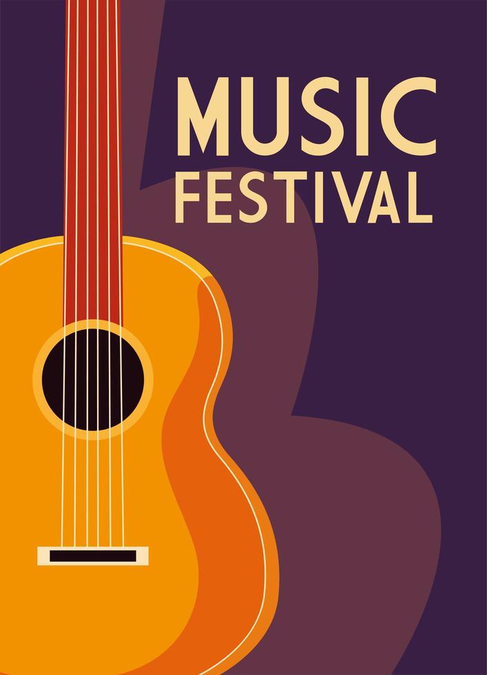affiche du festival de musique avec guitare classique vecteur