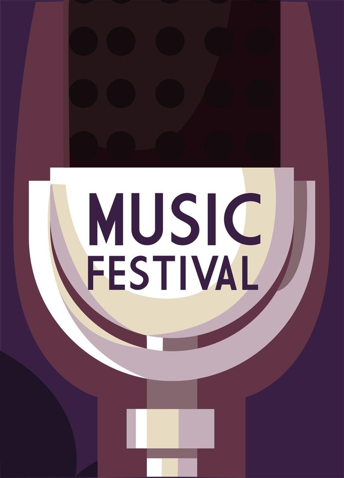 affiche festival de musique avec icône de microphone vecteur