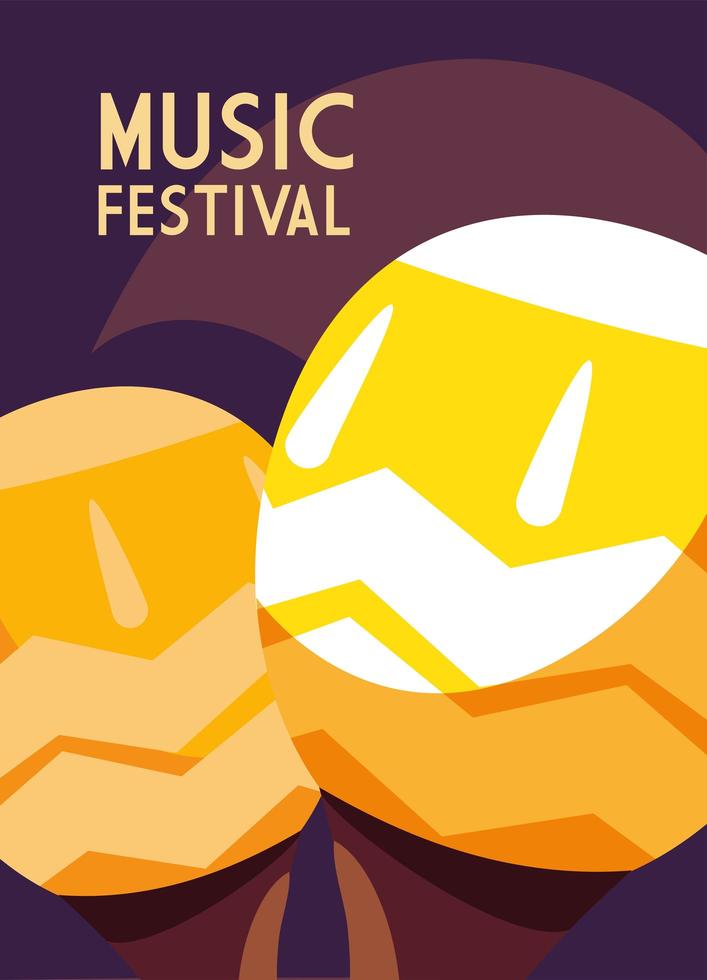 affiche du festival de musique avec des maracas vecteur