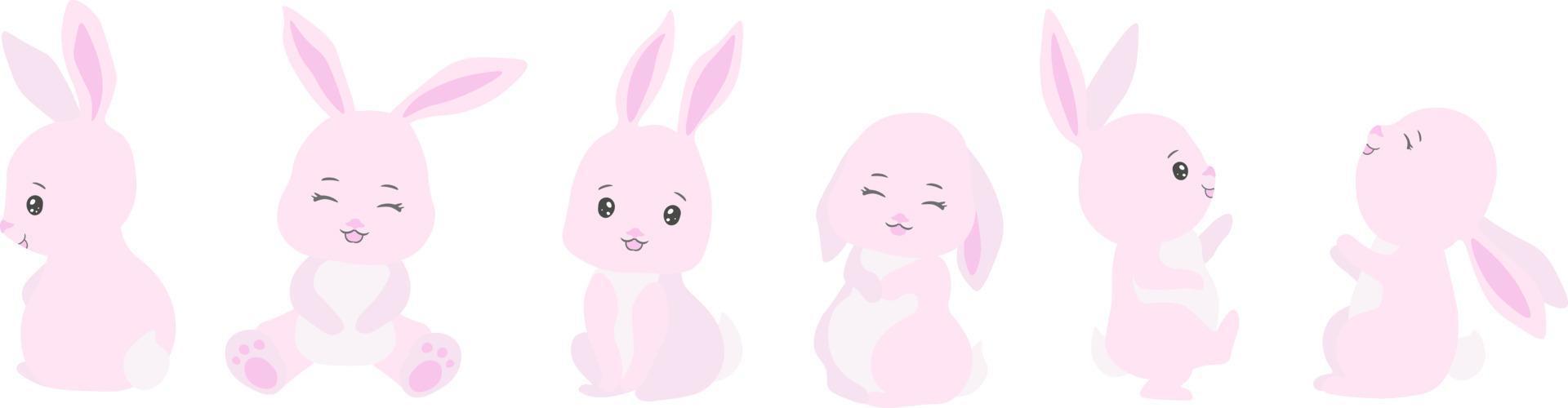 clipart lapins mignons - composition prête à l'emploi vecteur