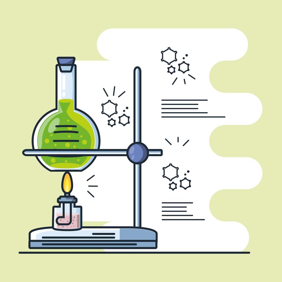 infographie avec brûleur de laboratoire et test de tube vecteur