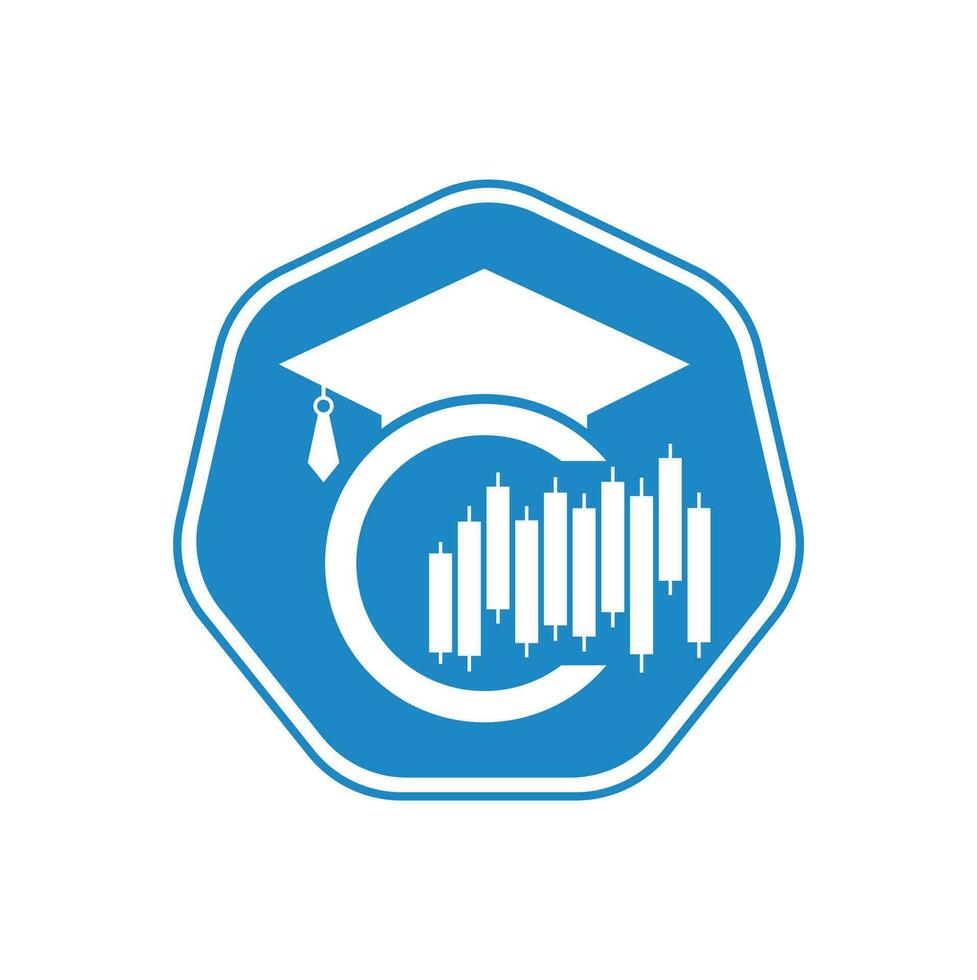 casquette de diplômé avec vecteur de logo de graphique à barres de finances. conception de logo d'éducation et logo d'investissement.