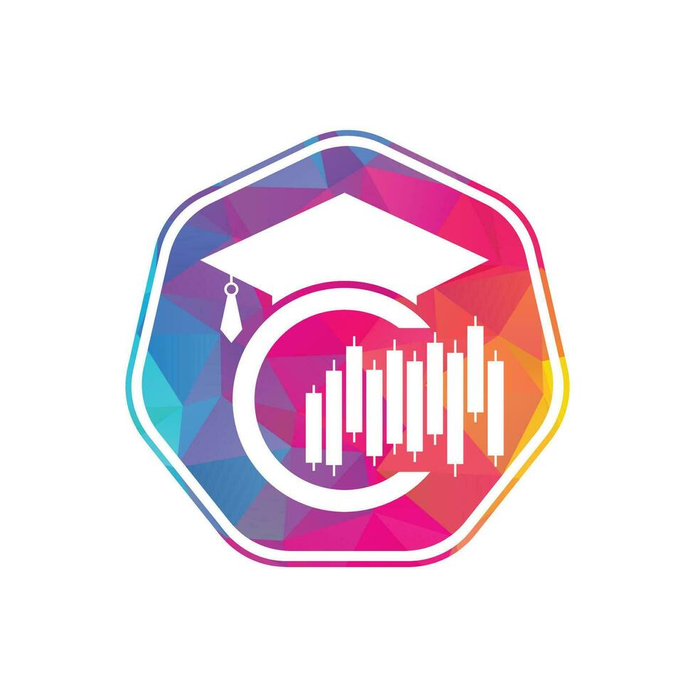 casquette de diplômé avec vecteur de logo de graphique à barres de finances. conception de logo d'éducation et logo d'investissement.