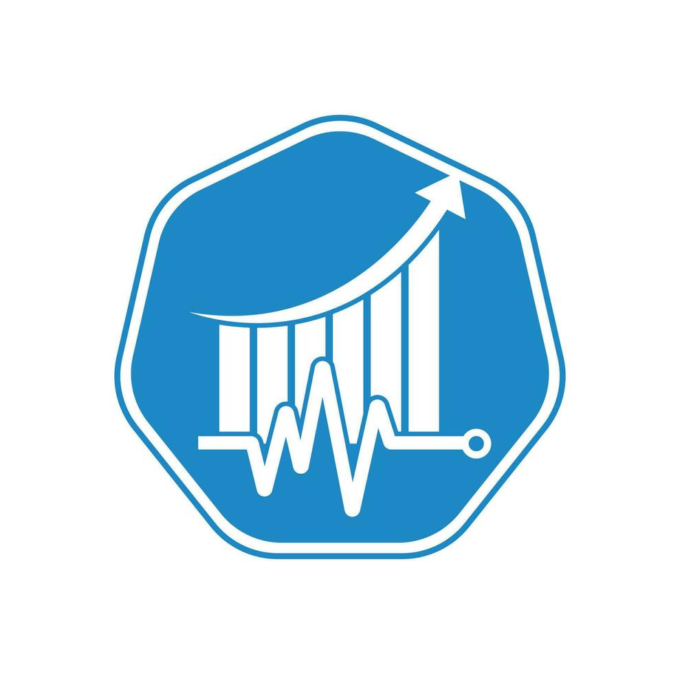 logo d'impulsion financière. icône de conception de logo de finance battement de coeur. modèle de conception de logo d'impulsion de statistiques. vecteur