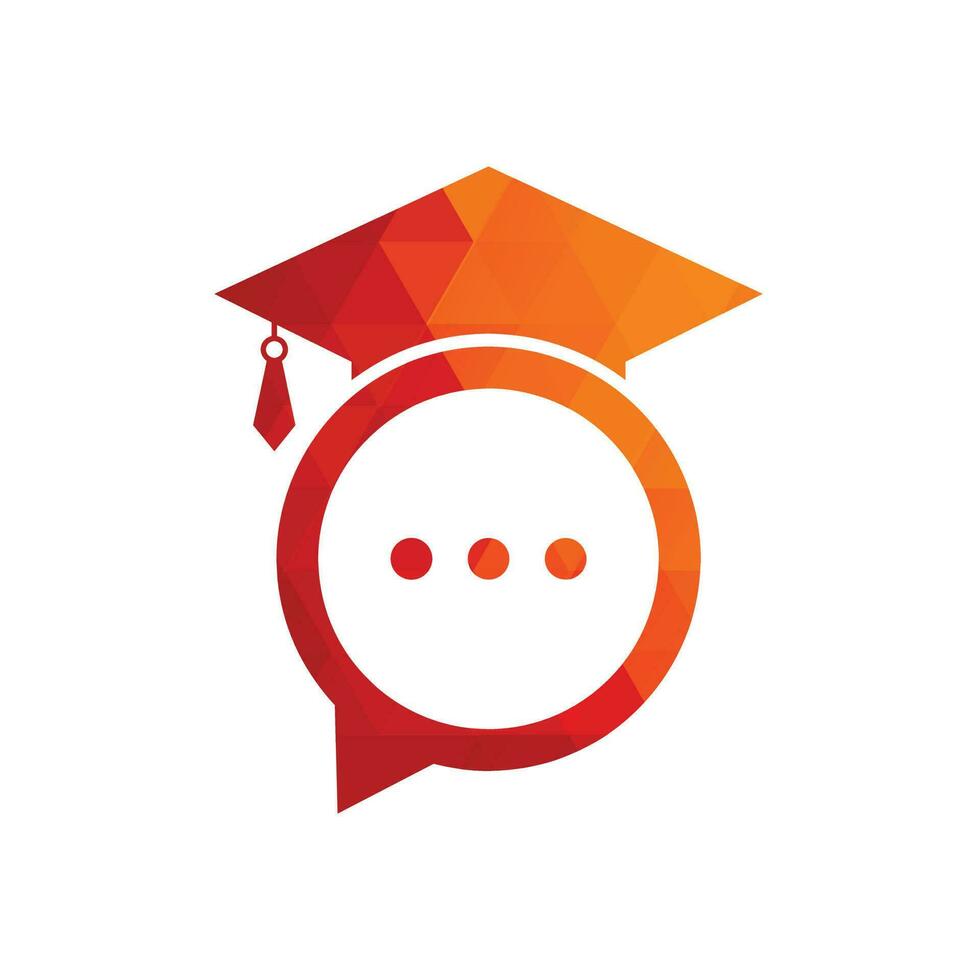 création de logo vectoriel de conversation d'éducation. chapeau de graduation avec la conception d'icône de bulle de chat.