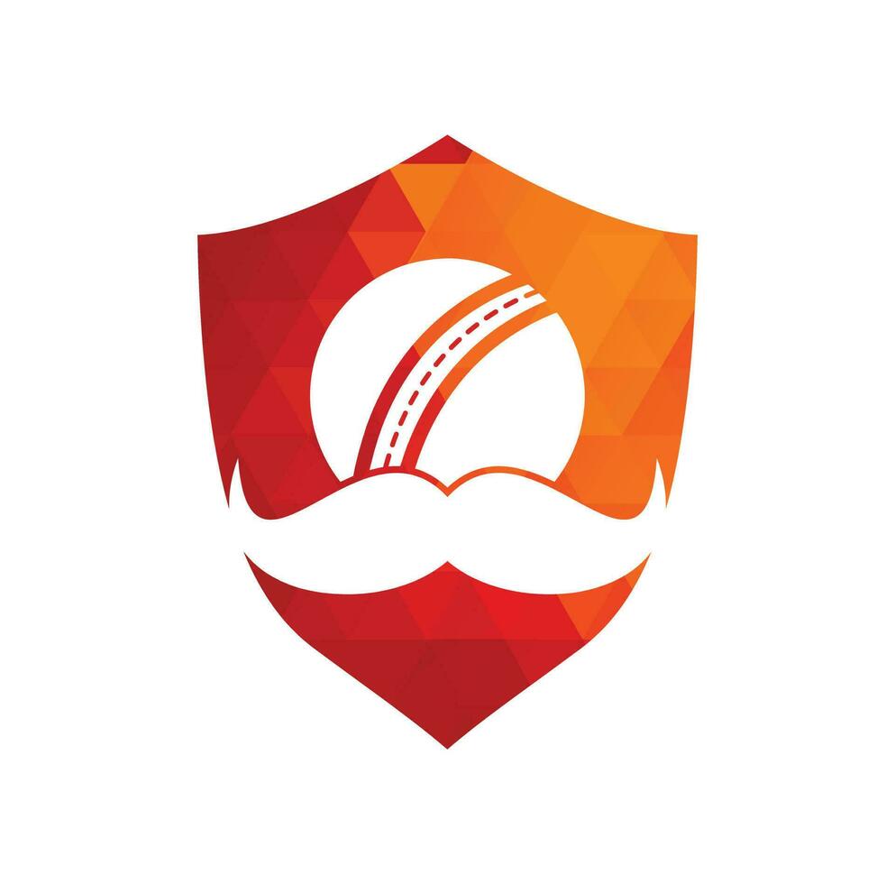 création de logo vectoriel de cricket fort. conception d'icône vectorielle moustache et balle de cricket.