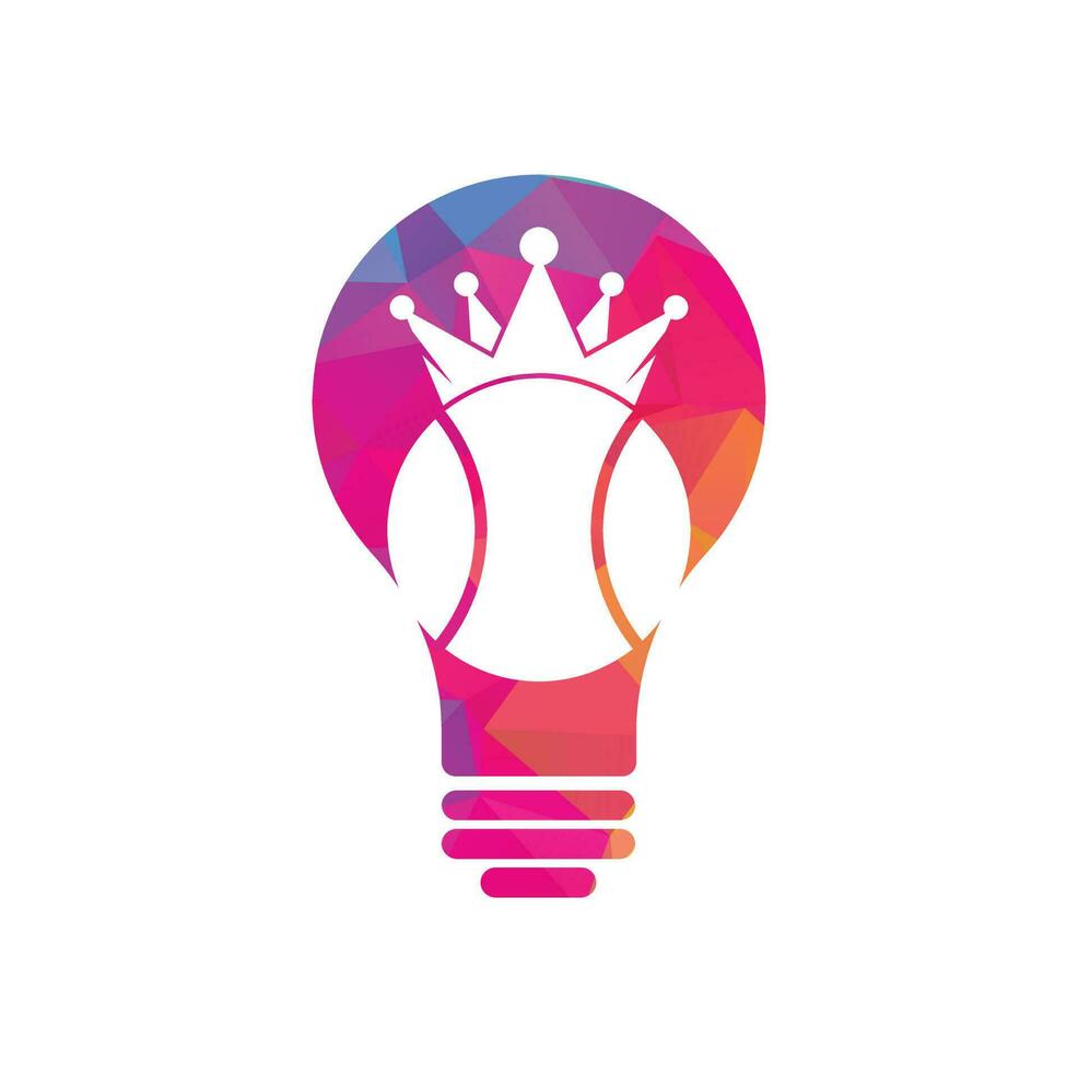conception de logo vectoriel de concept de forme d'ampoule de roi de tennis. modèle de conception d'icône de balle de tennis et de couronne.
