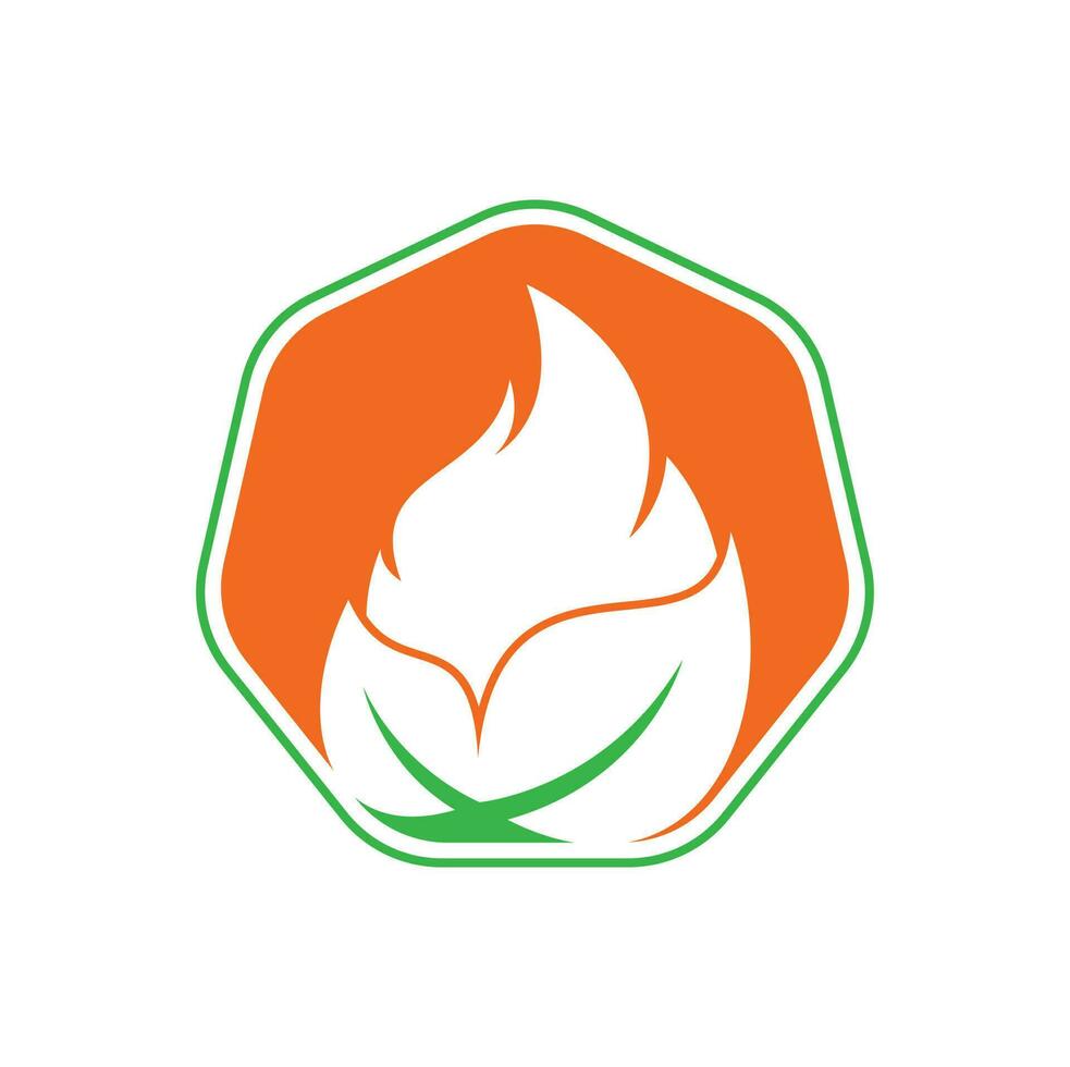 modèle de conception de logo de vecteur de feu de feuille. modèle de vecteur de conception de logo d'énergie alternative éco verte.