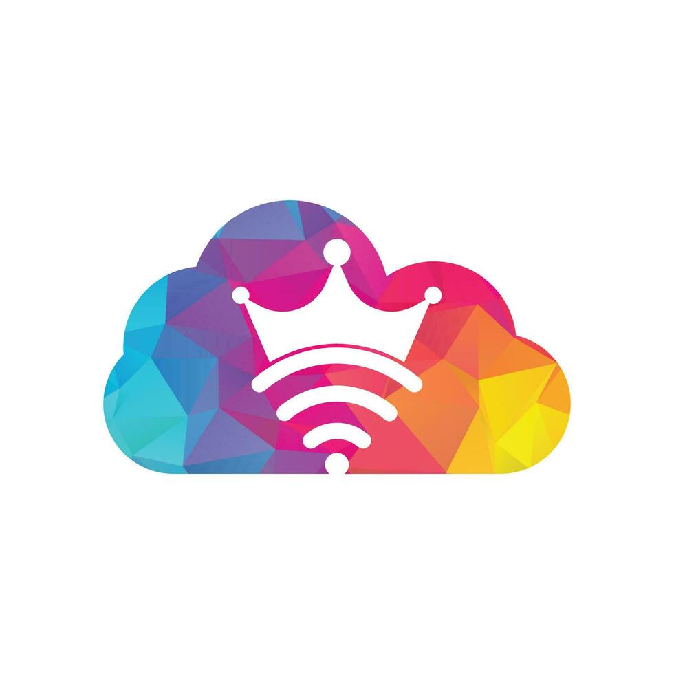 vecteur de modèle de logo de concept de forme de nuage wifi roi. modèle de logo vectoriel couronne et wifi.