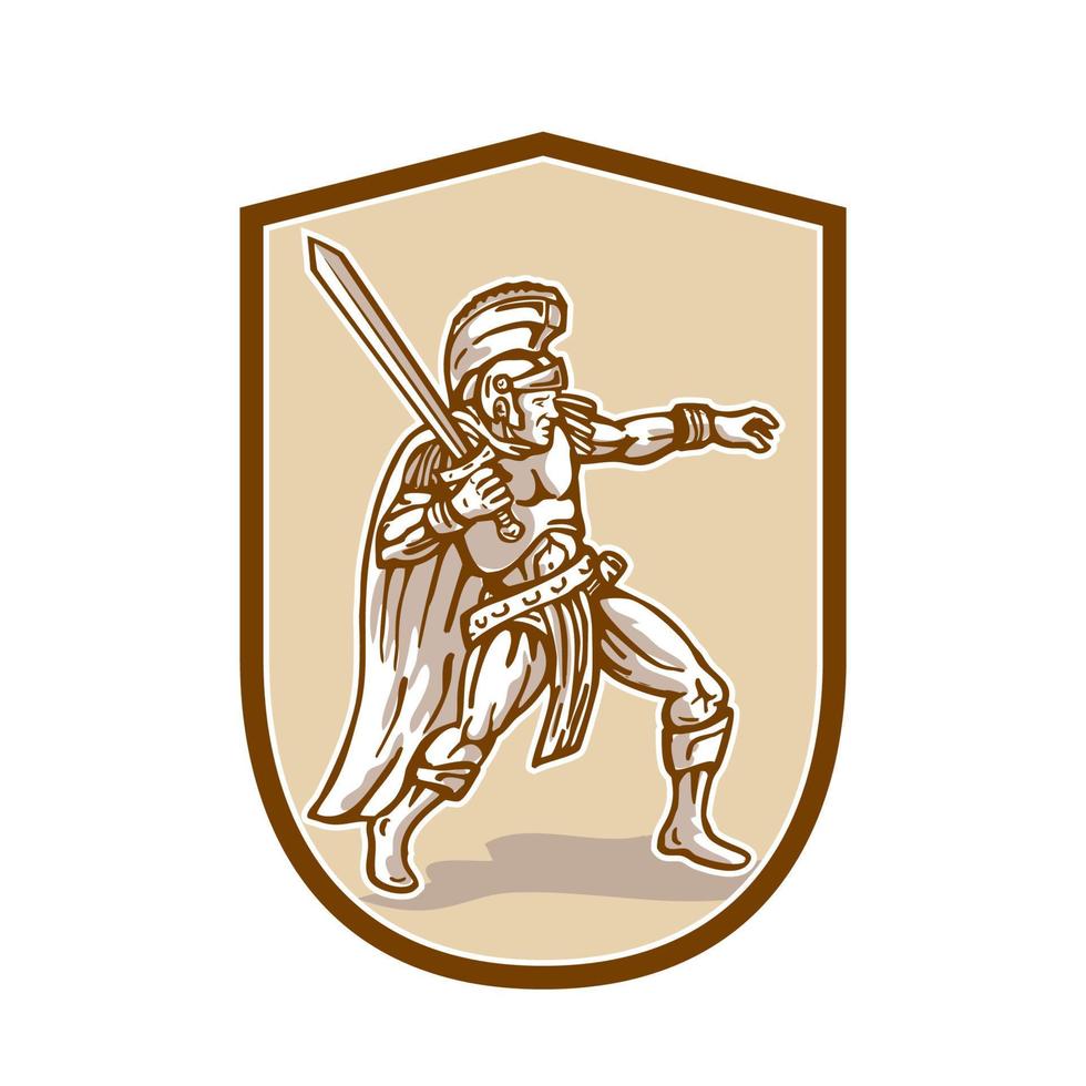 soldat romain centurion brandissant l'épée dessin animé vecteur