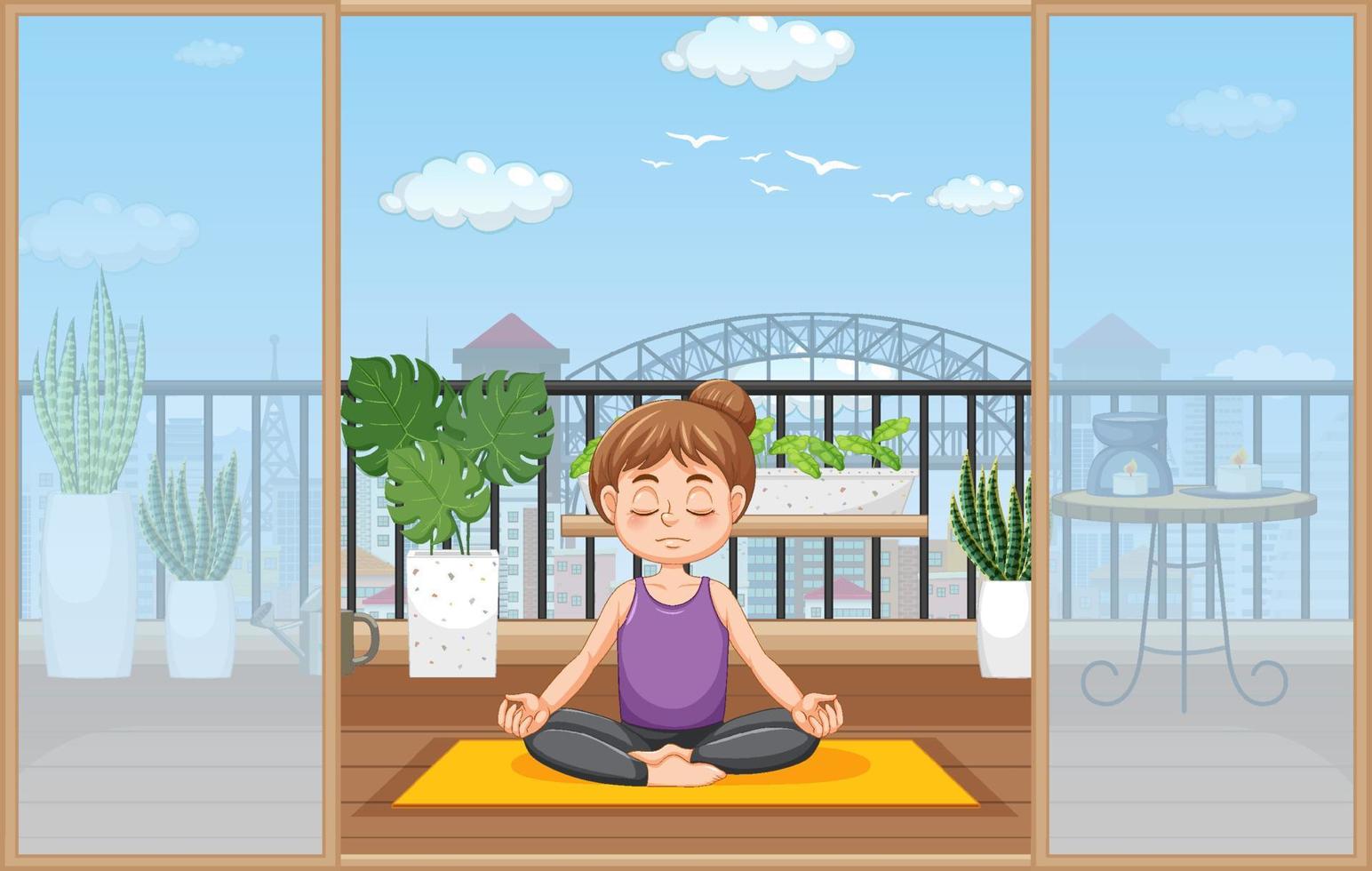 femme pratiquant l'exercice de yoga et la méditation vecteur