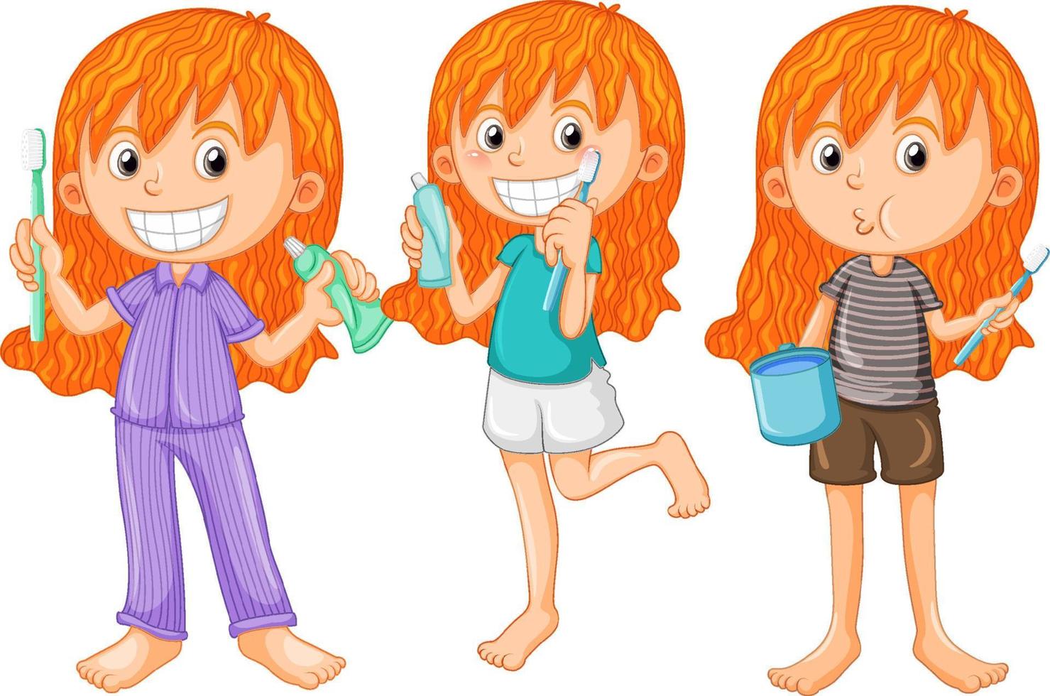 ensemble de personnage de dessin animé pour enfants avec soins dentaires vecteur
