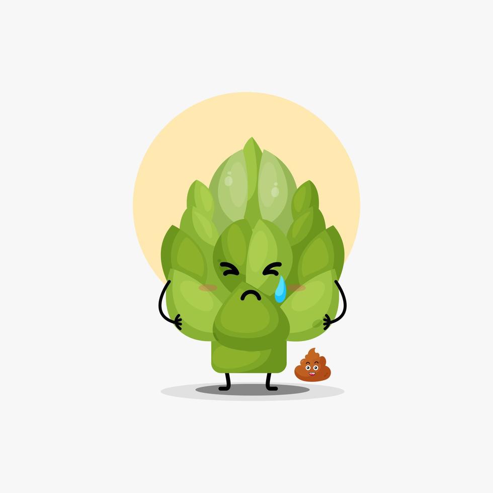 mignon personnage de légume artichaut pleurer et caca illustration vecteur