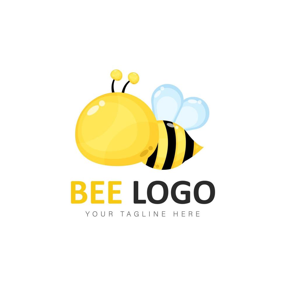 illustration de conception de dessin animé logo abeille vecteur