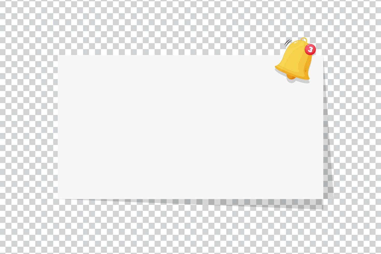 alerte de notification de cloche avec papier vierge vecteur