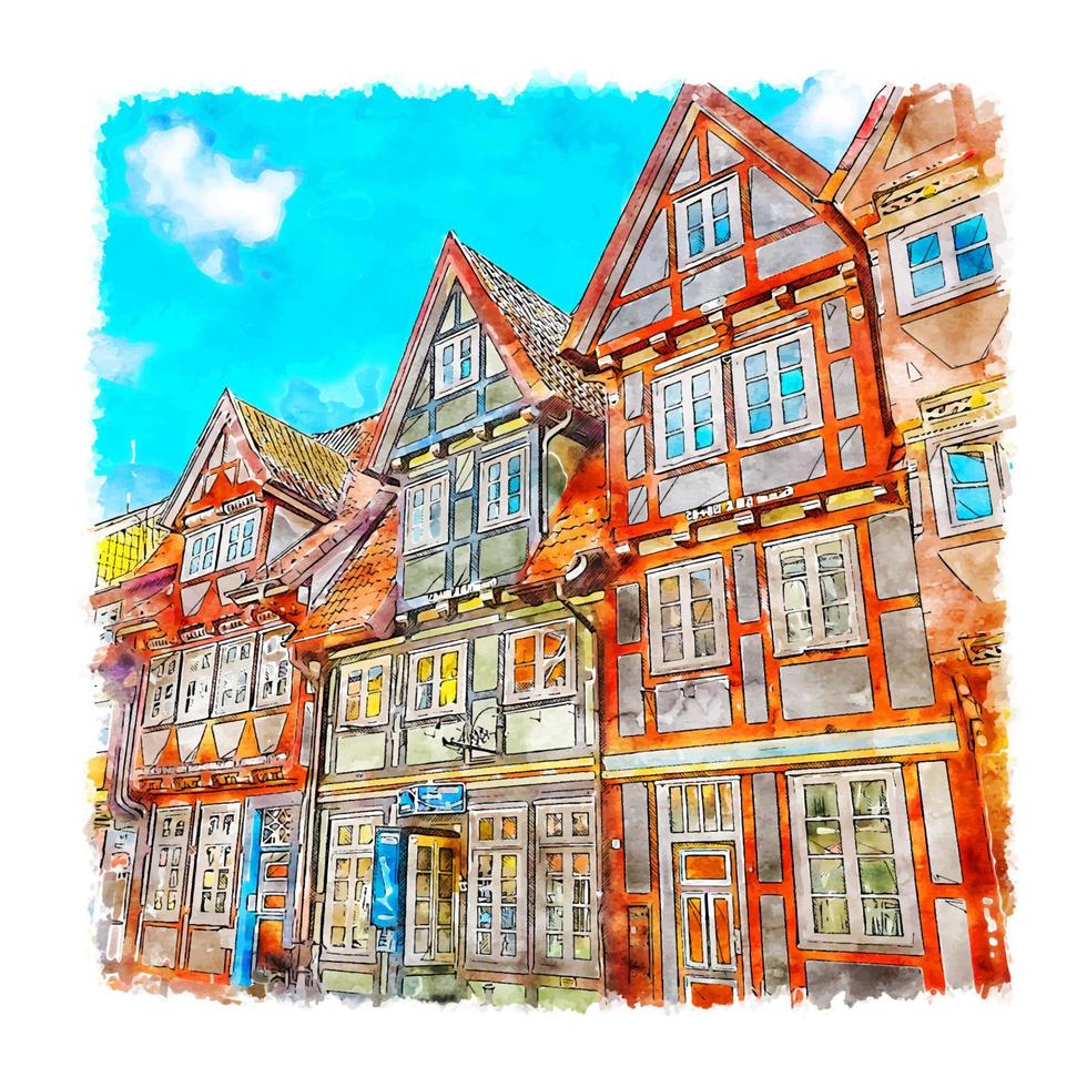 celle allemagne croquis aquarelle illustration dessinée à la main vecteur