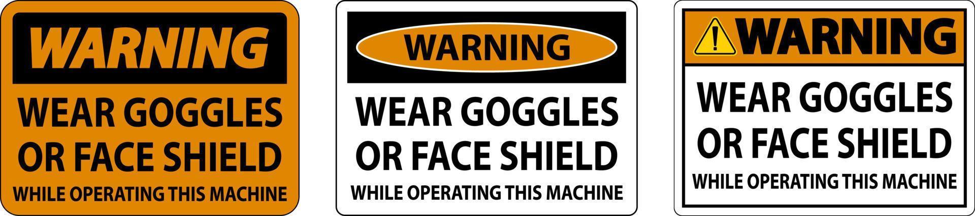 avertissement porter des lunettes ou un panneau de protection faciale sur fond blanc vecteur