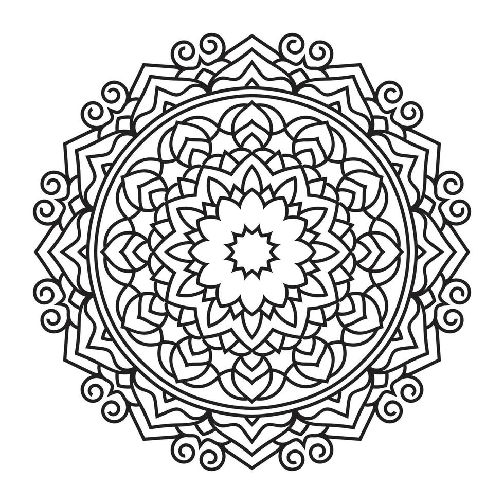 livre de coloriage de mandala abstrait vecteur rond noir et blanc pour adultes, chemise de peinture à motif de dentelle et conception d'autocollant de tuile