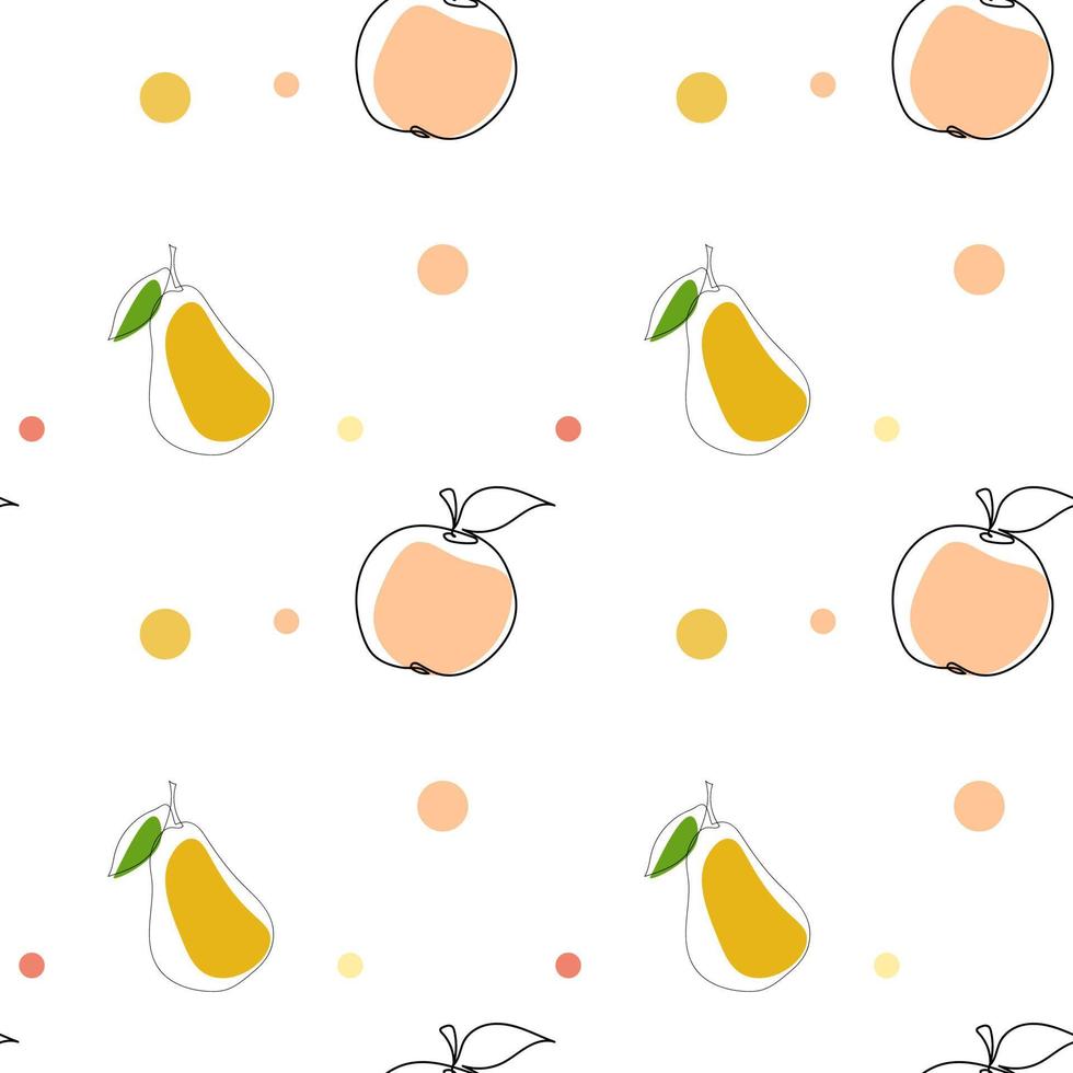 modèle sans couture avec pomme et poire sur un style d'art background.line blanc. art vectoriel