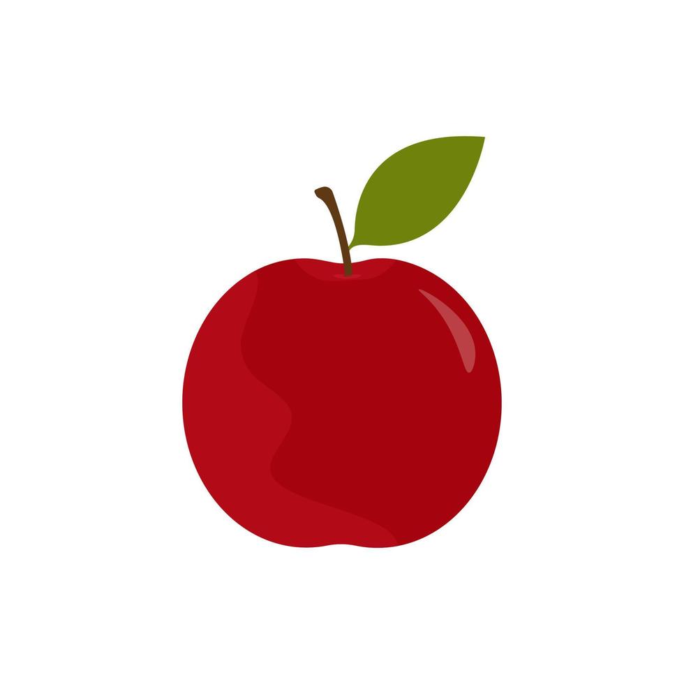 icône de vecteur pomme rouge avec feuille