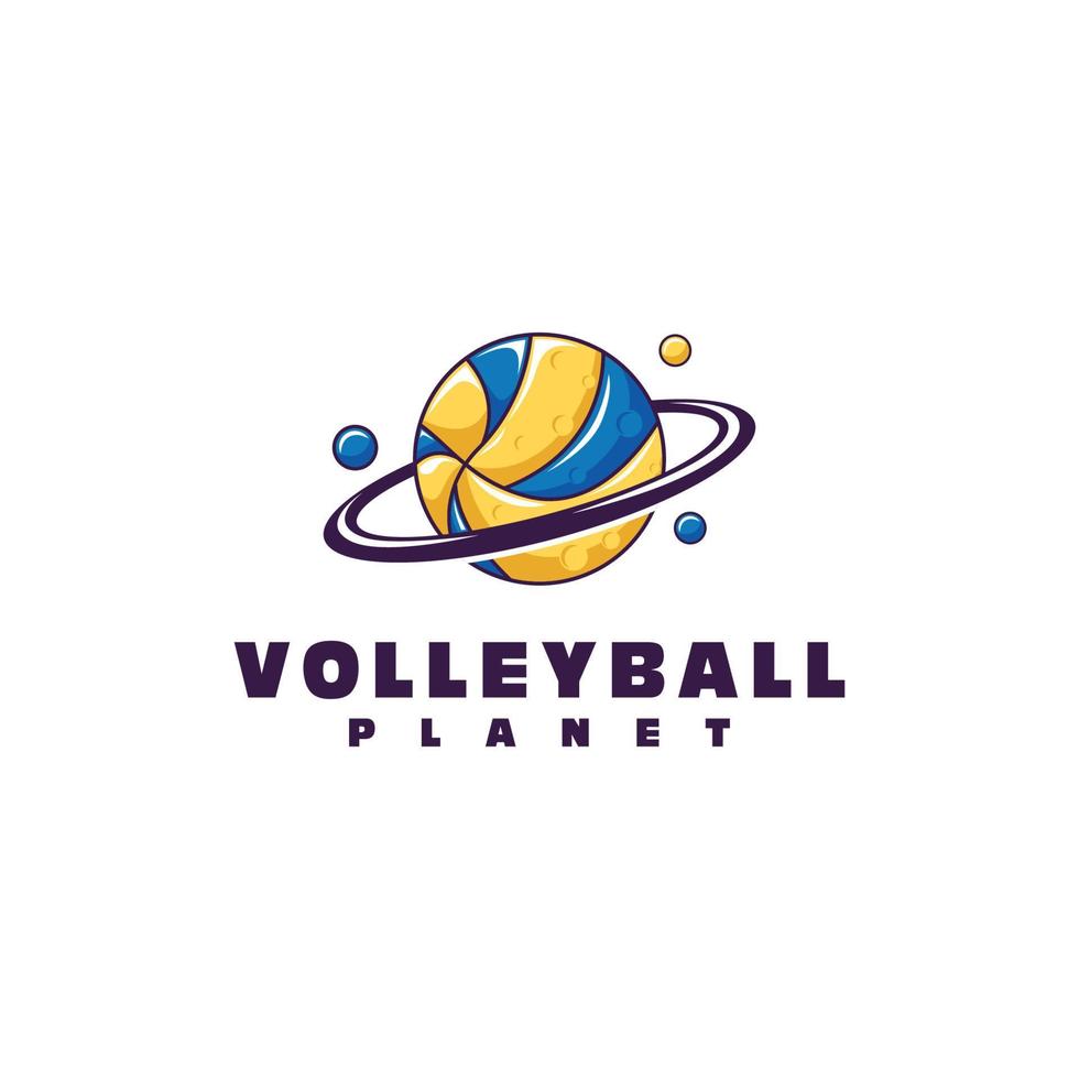 logo de volley-ball avec illustration de la planète vecteur