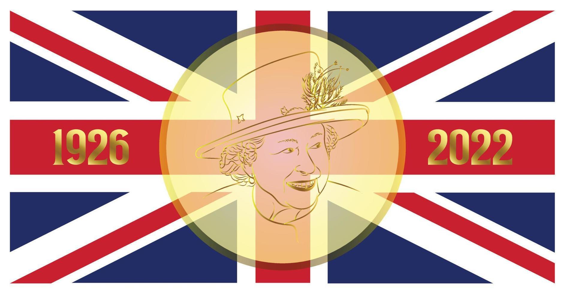 drapeau national du royaume uni et illustration vectorielle de la reine elizabeth vecteur