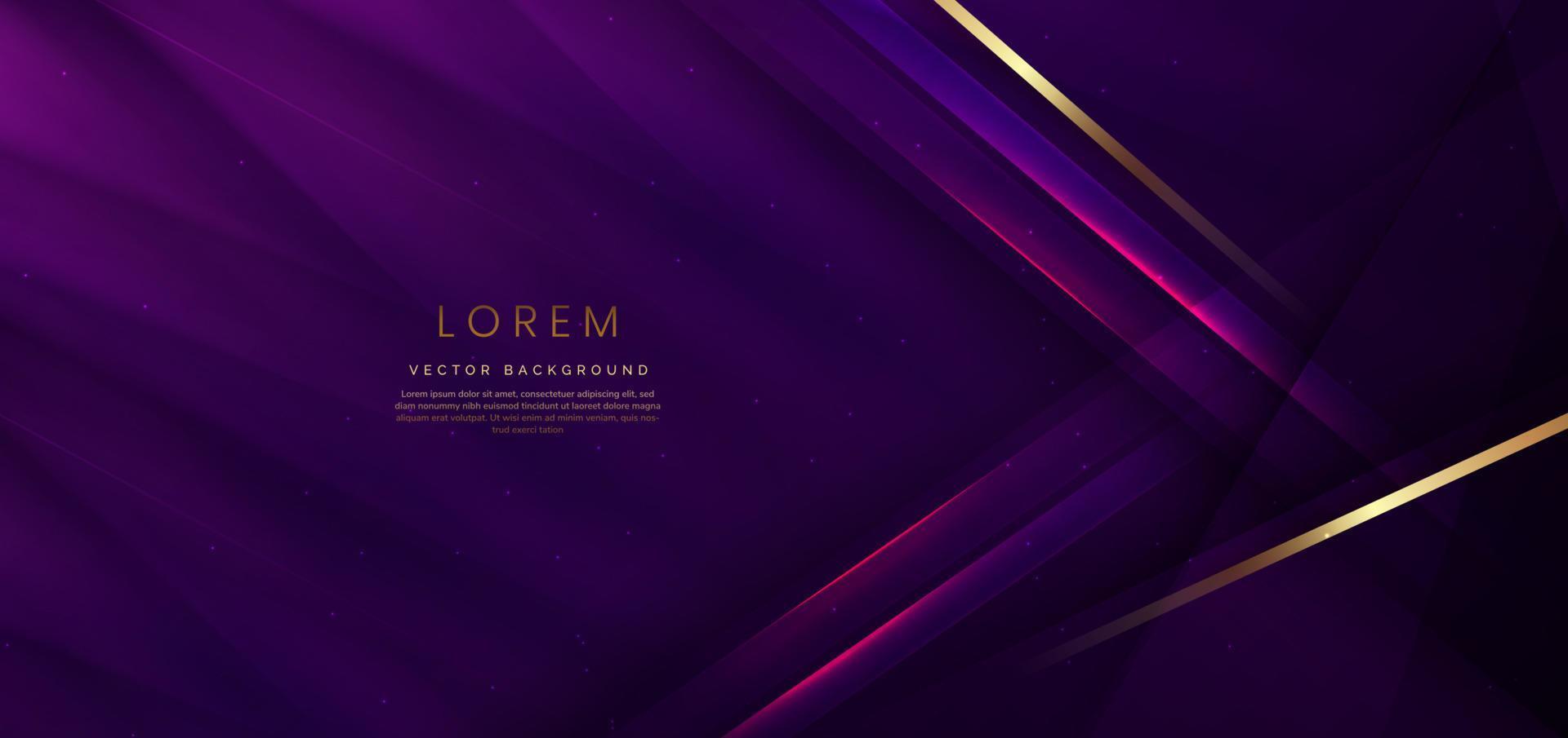 arrière-plan abstrait luxe violet foncé diagonale géométrique élégante avec effet d'éclairage doré et mousseux avec espace de copie pour le texte. vecteur