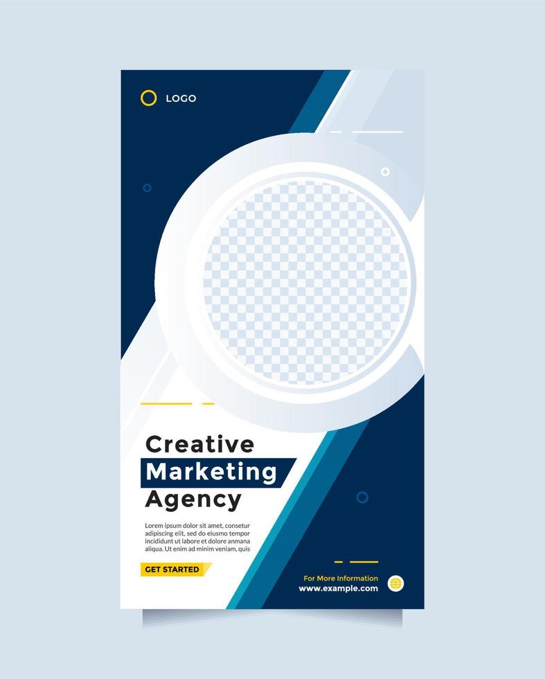 conception de modèle d'agence de marketing créatif pour publication et bannière sur les réseaux sociaux. expert en marketing numérique tendance et propre pour les entreprises. promotion de modèle de brochure flyer bleu vecteur